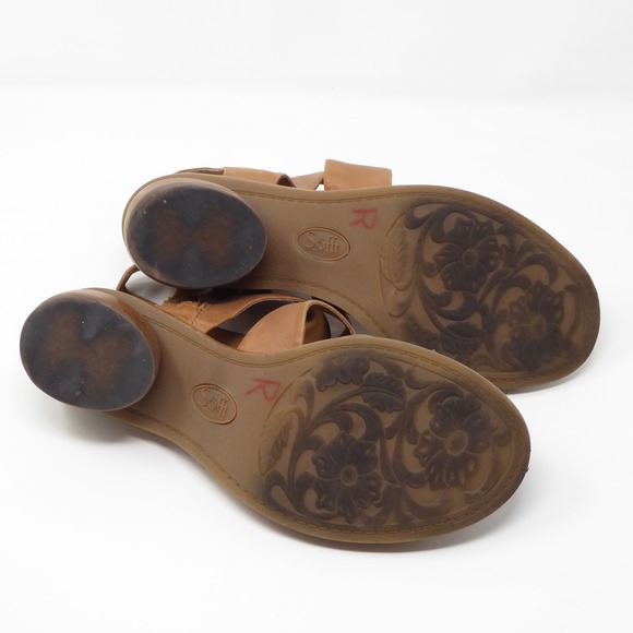 Sofft Womens Camille Tan Leather Strappy Block Heel Peep Toe Sandals Size 8M - Picture 5 of 7